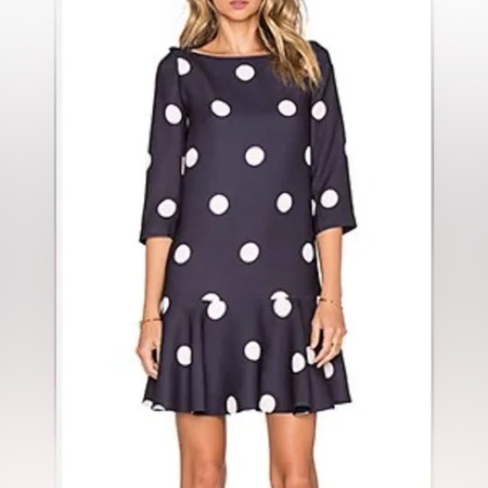 Kate Spade Dresses Kate Spade New York Polka Dot Flounce Dress Navy